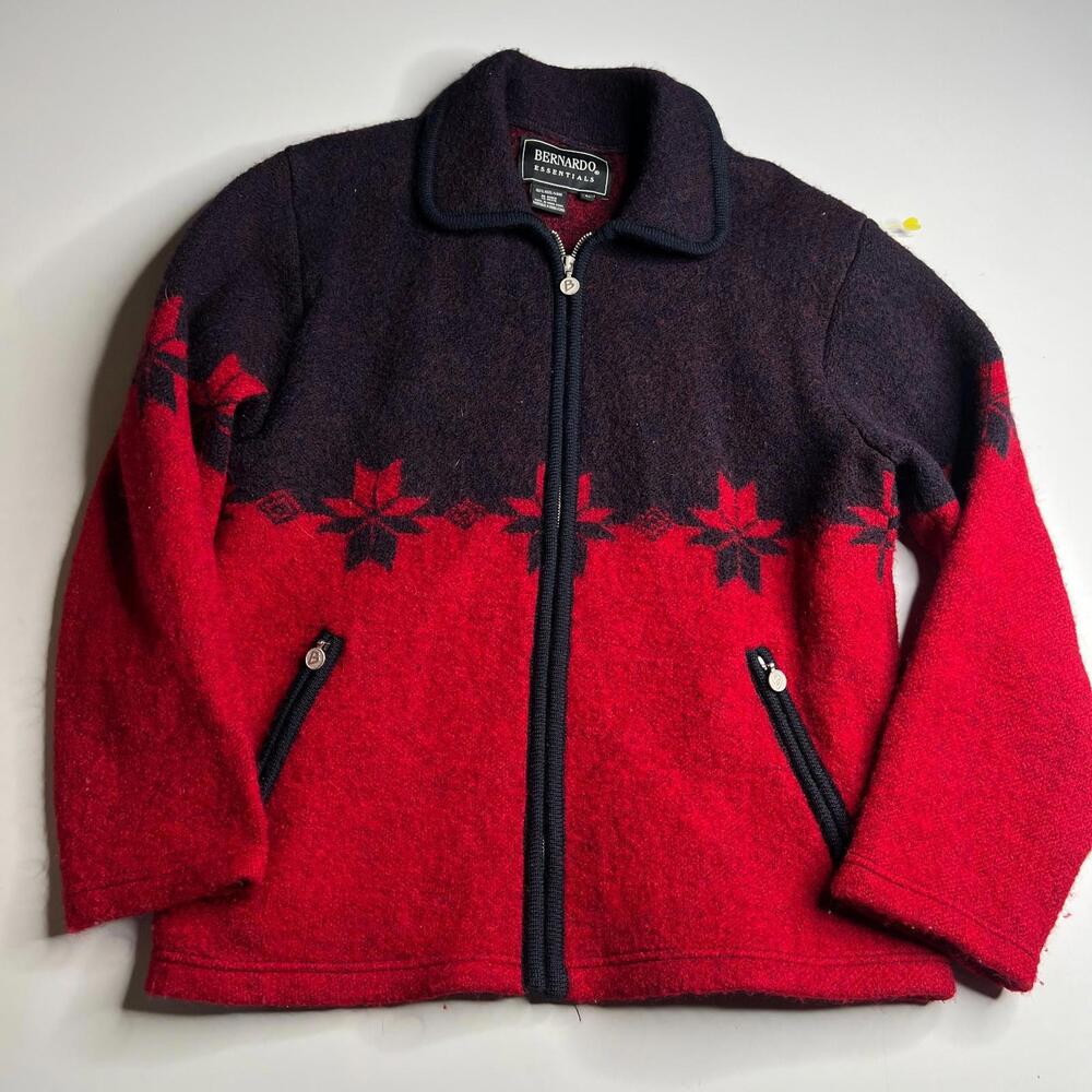 Vintage Womens Bernardo Essentials‎ Wool Jacket Size L Full Zip Hong Kong